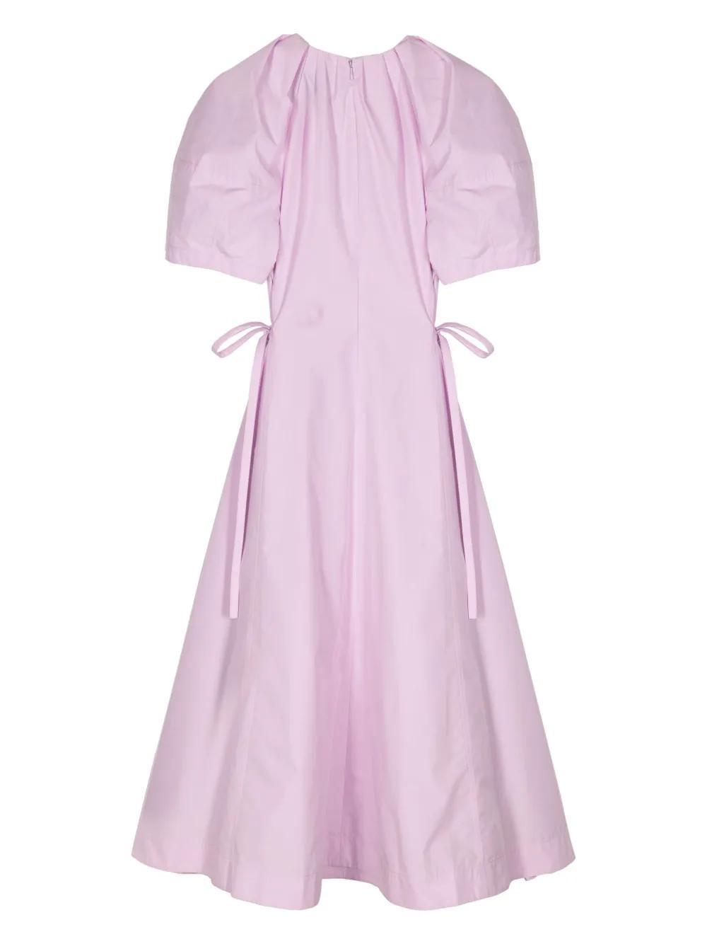 puff-sleeve V-neck poplin dress Product Image