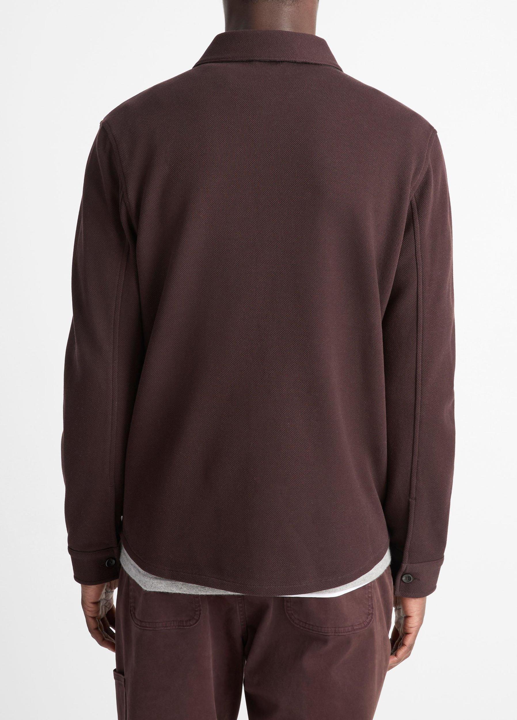 Mens Double-Knit Cotton-Blend Piqu Shirt Jacket, Black/medium Heather Grey, Size L Vince Product Image