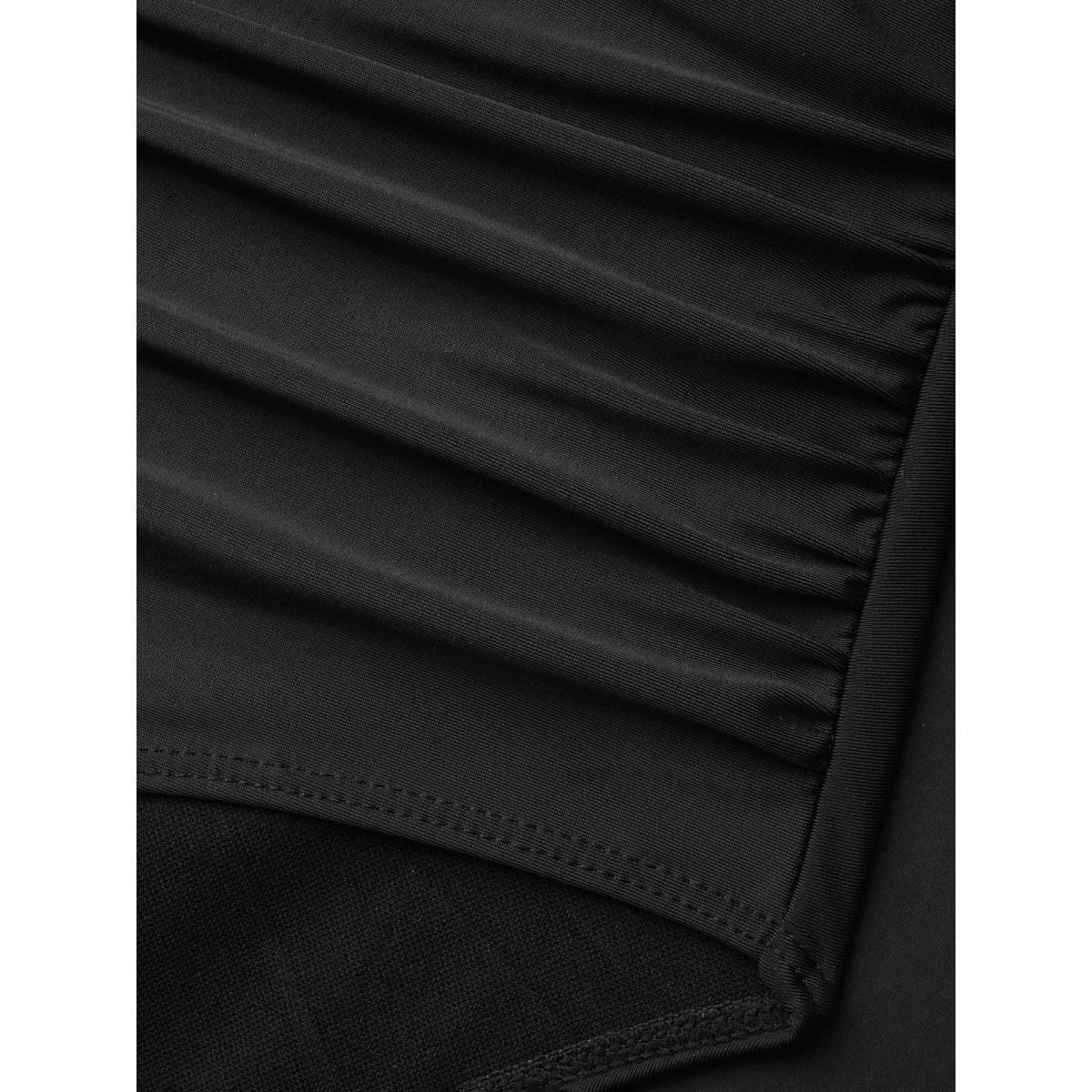 Plus Size Layered Hips Coverage Slit Swim Bottoms Women's Swimwear Black Beach Slit High stretch Bodycon High Rise Curve Swim Bottoms BloomChic 22-24/3X Product Image