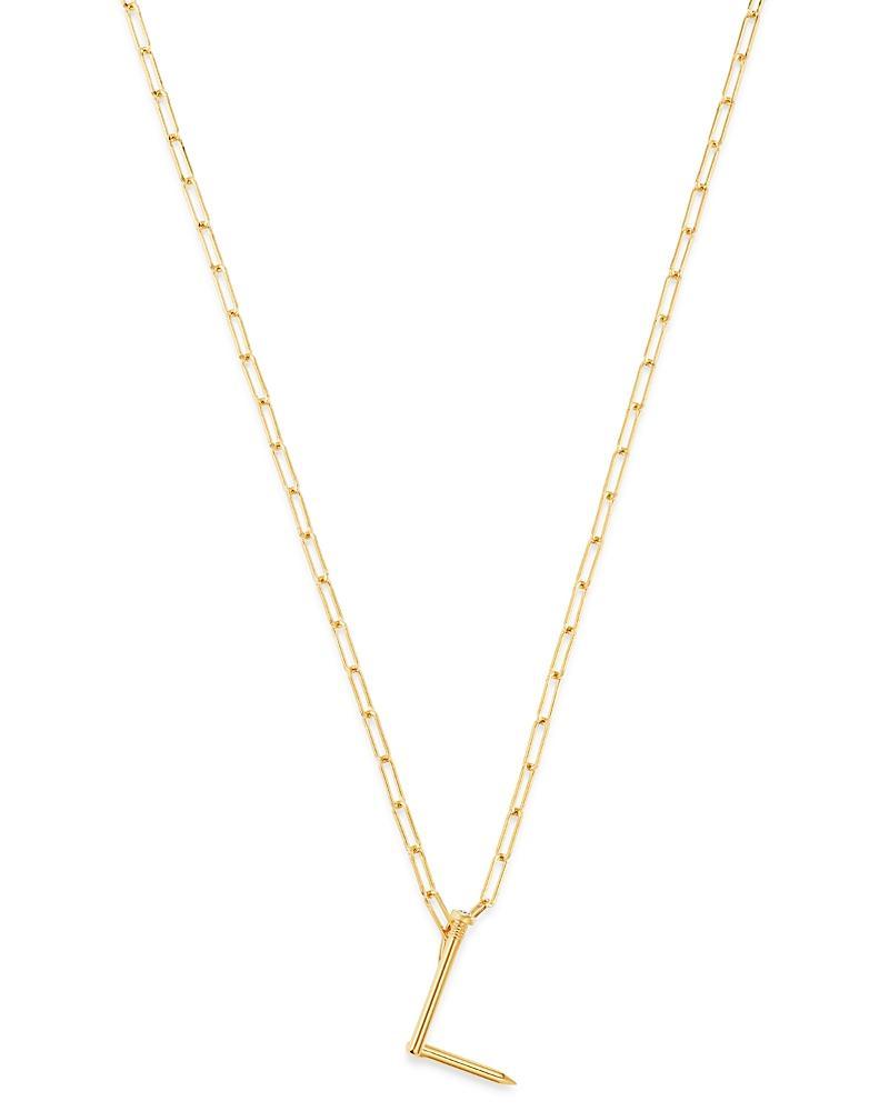 Zoe Lev 14K Yellow Gold Large Nail Initial Necklace, 18 Product Image