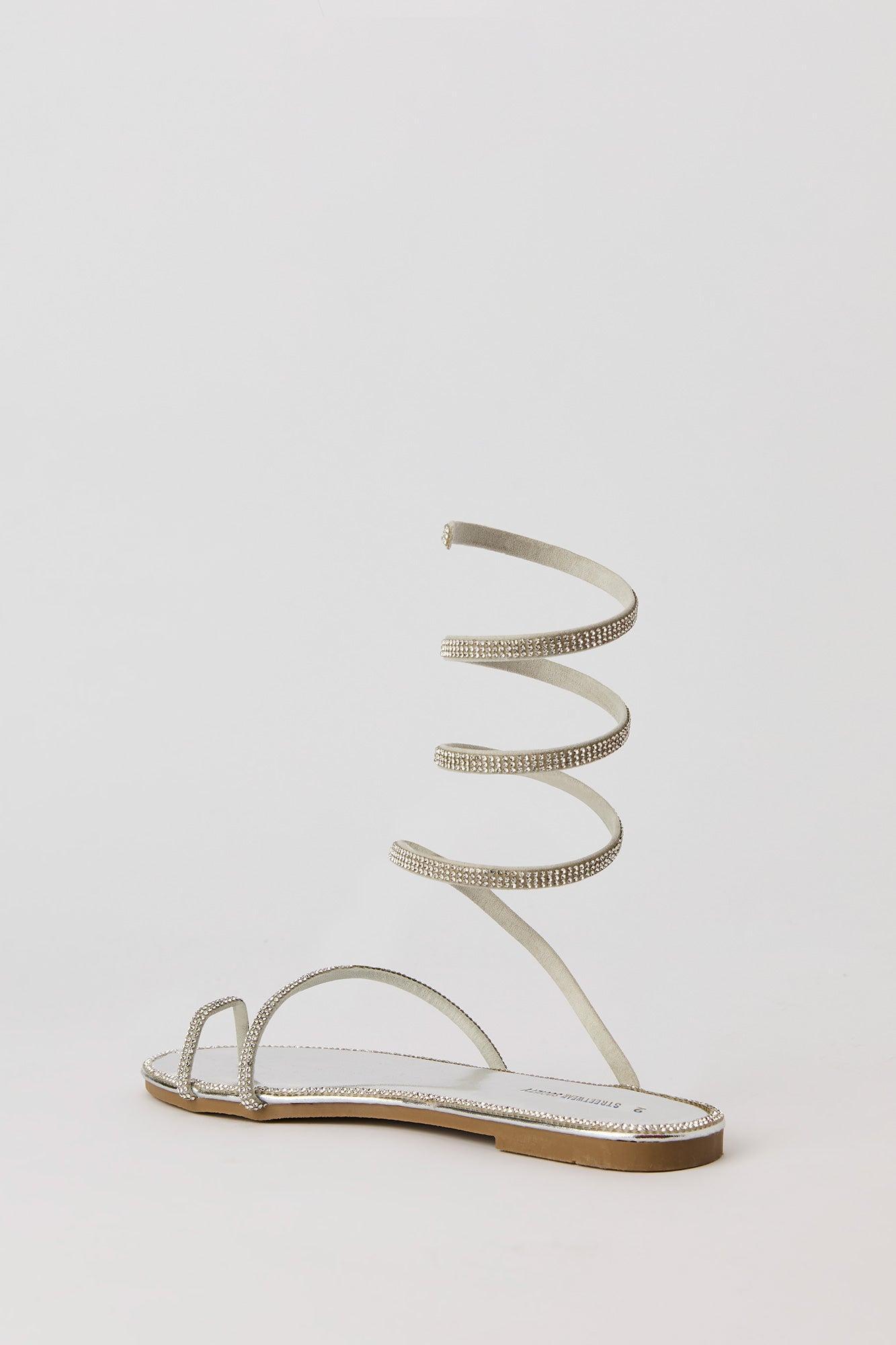 Rhinestone Spiral Strap Sandal Female Product Image