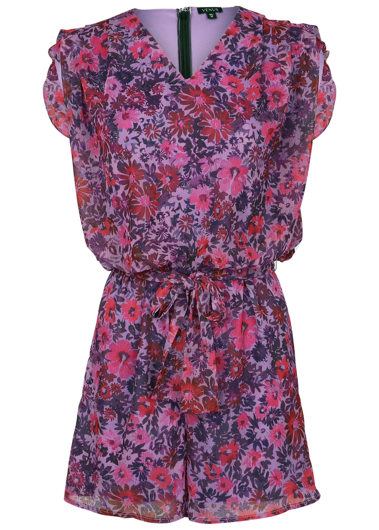 Sleeveless Romper - Ditsy Pink Purple Product Image