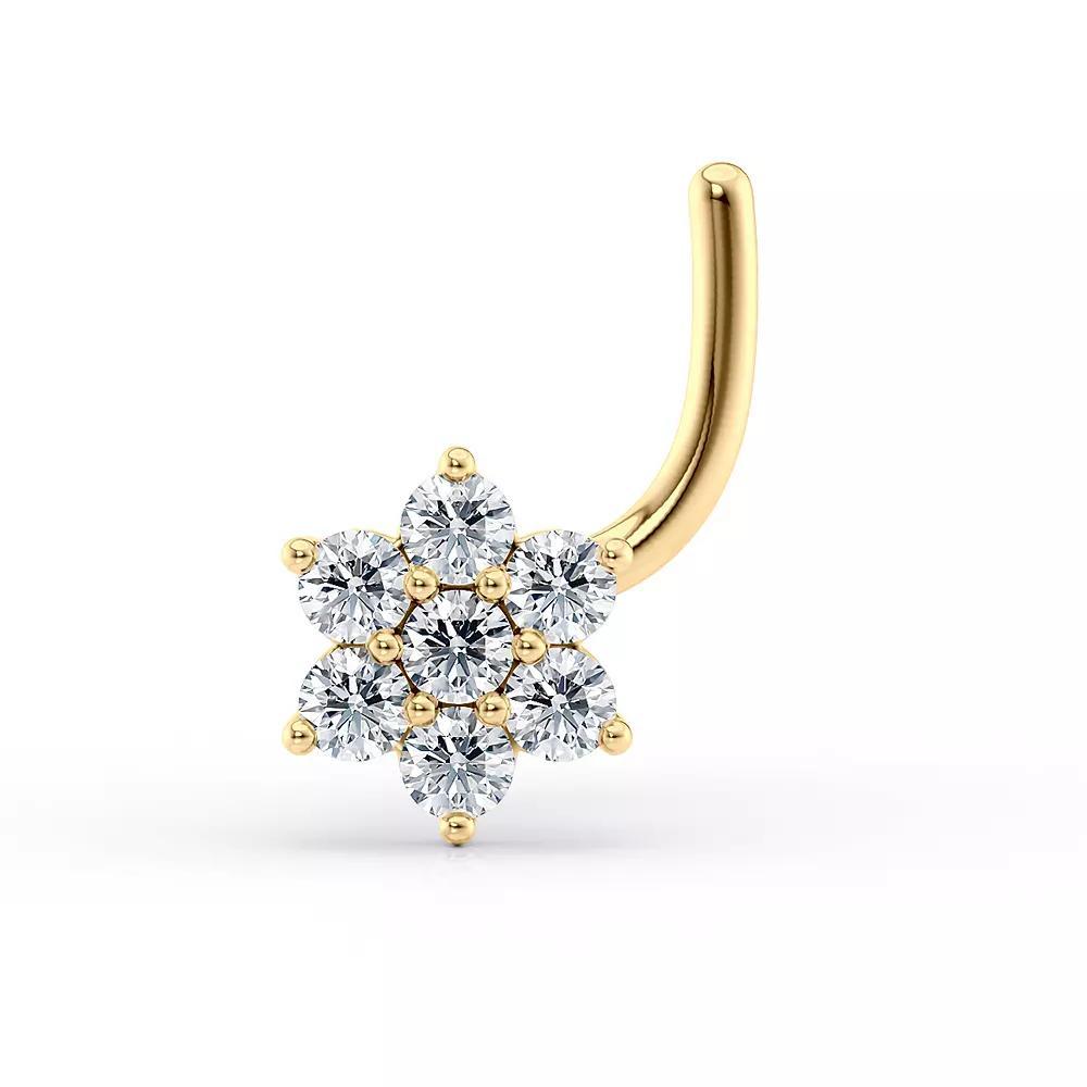 Lila Moon 14k Gold Lab-Grown Diamond Accent Flower Nose Ring, Women's Product Image