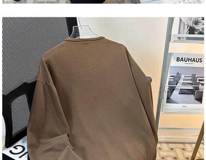 Long-Sleeve Henley Plain Tee Product Image