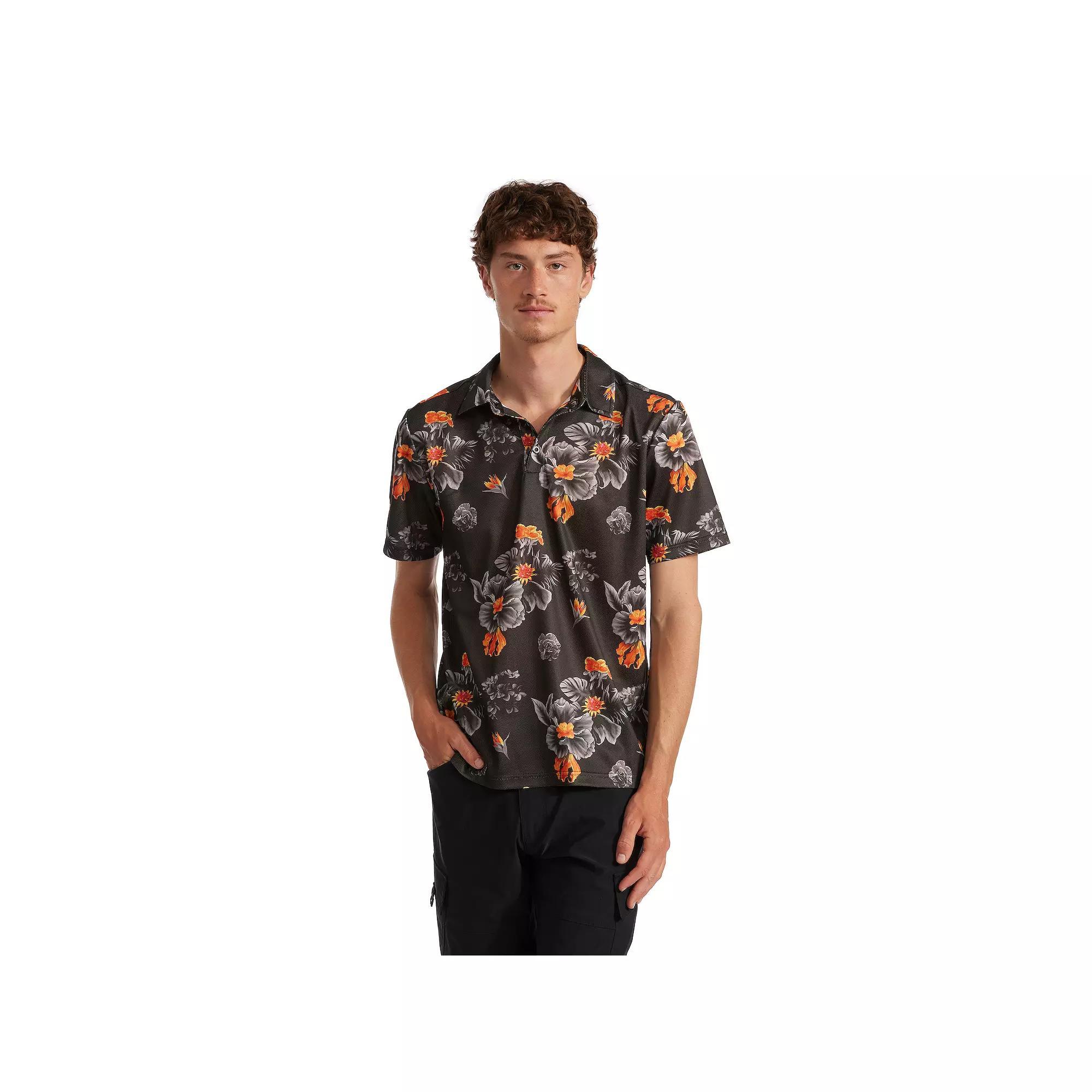 Men's Matix Tropical Print Polo, Size: Small, Black Product Image