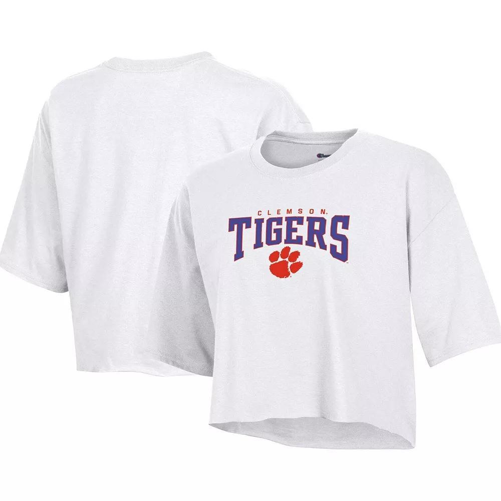 Women's Champion White Clemson Tigers Boyfriend Cropped T-Shirt, Size: XL Product Image