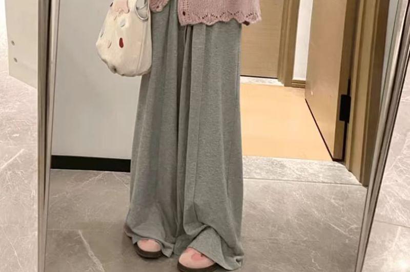 Collar Plain Pointelle Knit Oversized Cardigan Product Image