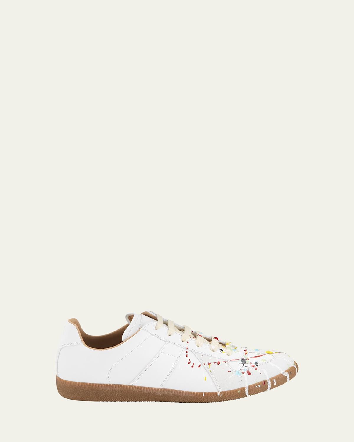 Mens Replica Paint Splatter Leather Low-Top Sneakers Product Image