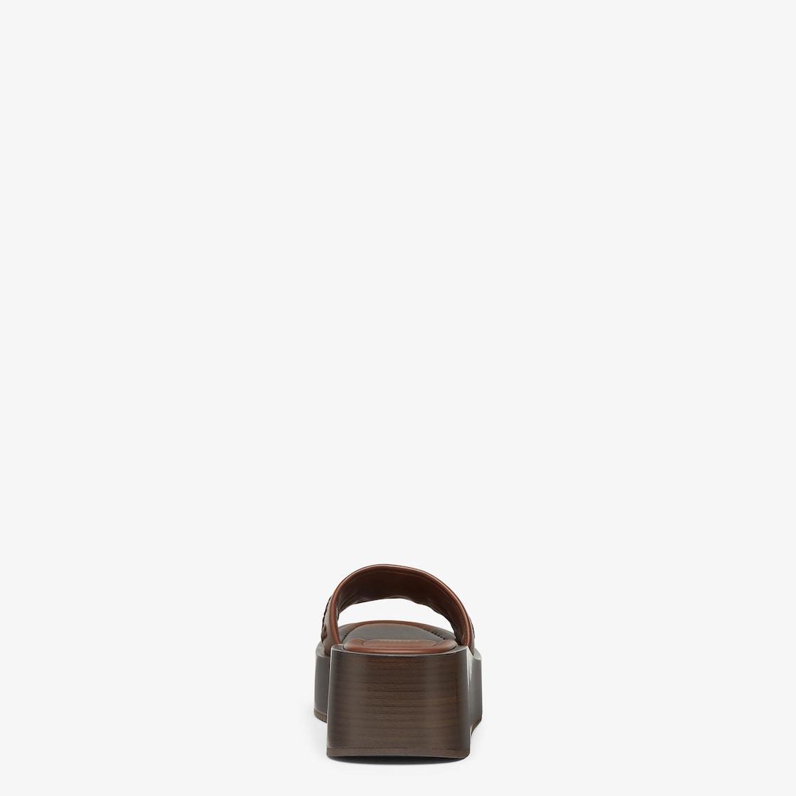 Fendi SunshineBrown leather flatform slides Product Image