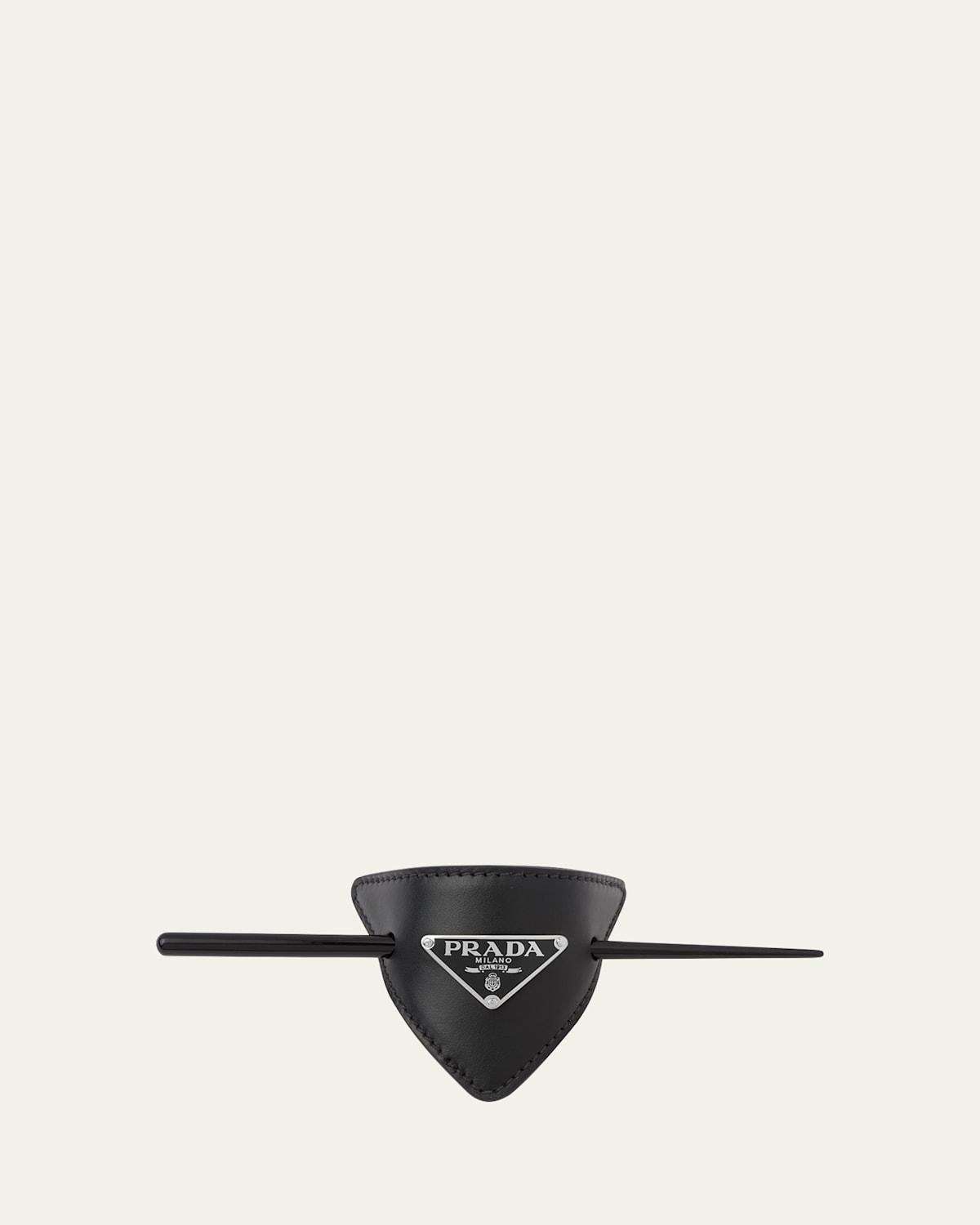 PRADA Leather Hair Clip In Black Product Image