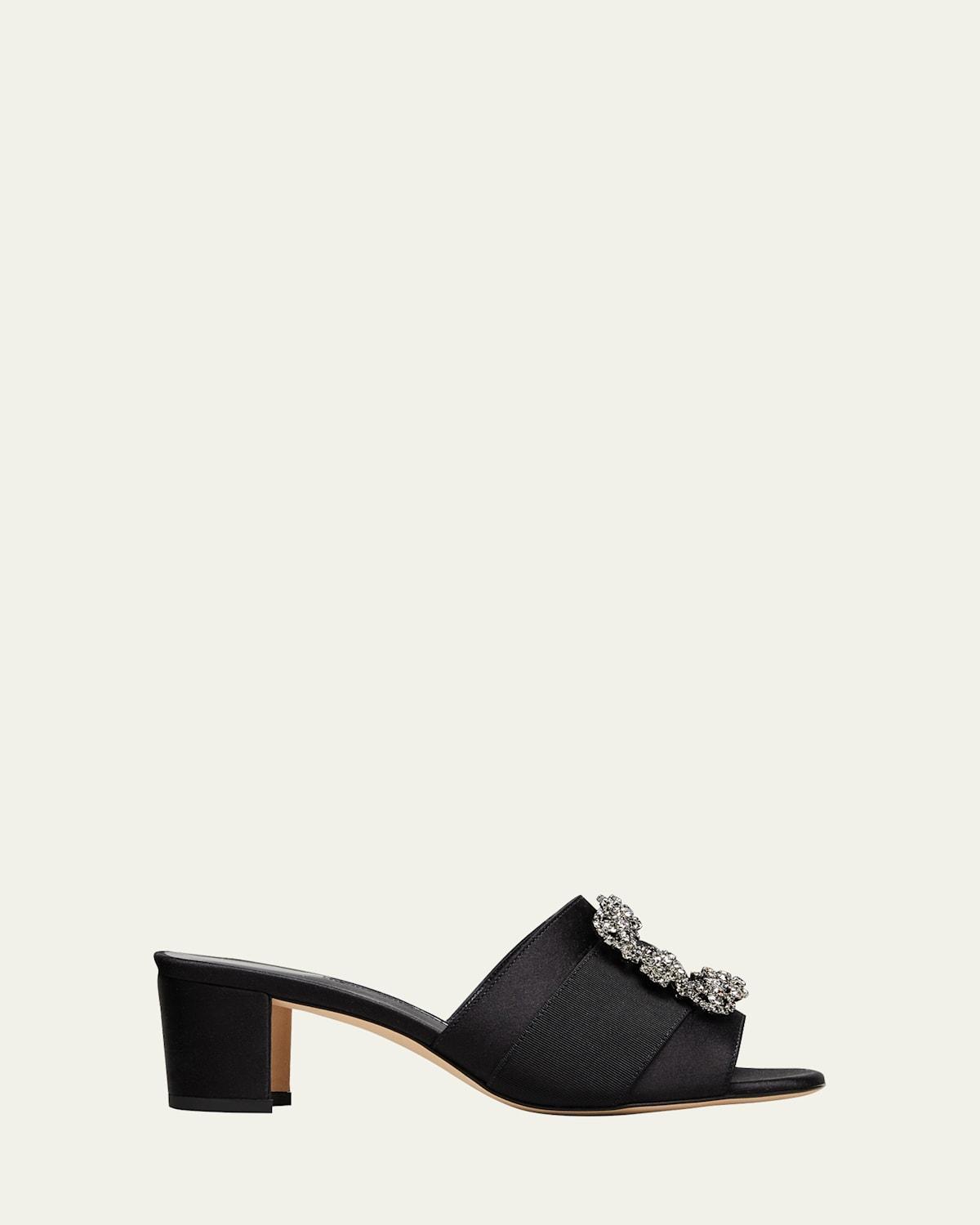 Marta Crystal Buckle Silk Sandals Product Image