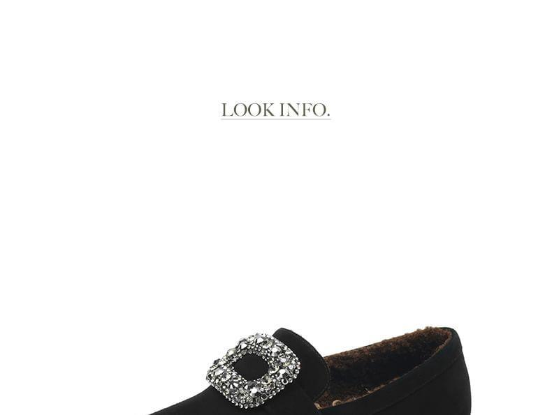 Rhinestone Chunky Heel Loafers Product Image