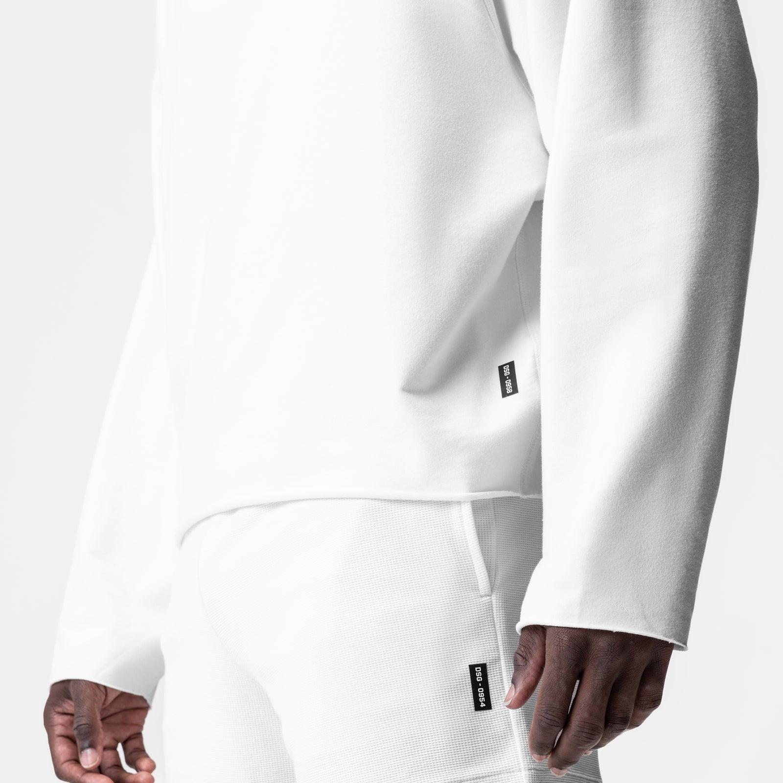 0958. Micro-Terry Raw Hem Hoodie - White Product Image