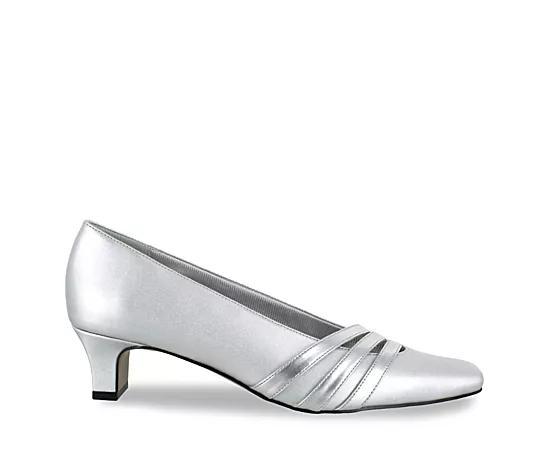 Easy Street Entice Women's Square Toe Pumps, Size: 9.5 Ww, Silver Satin Product Image
