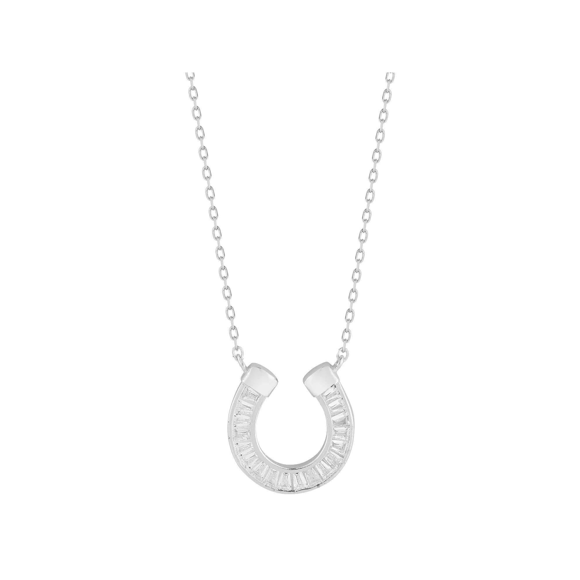 Sunkissed Sterling Cubic Zirconia Horseshoe Pendant Necklace, Women's, Size: 18", Silver Tone Product Image