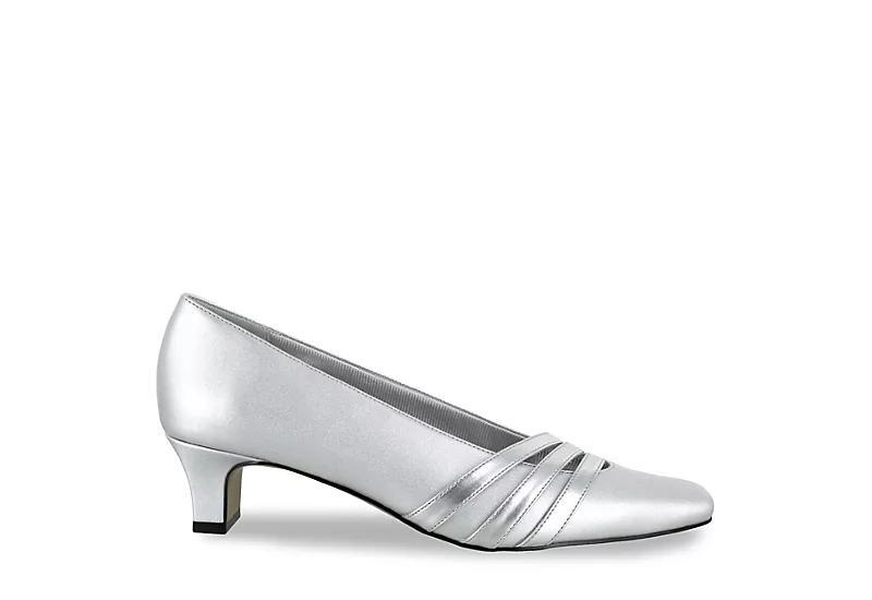 Easy Street Entice Women's Square Toe Pumps, Size: 9.5 Ww, Silver Satin Product Image