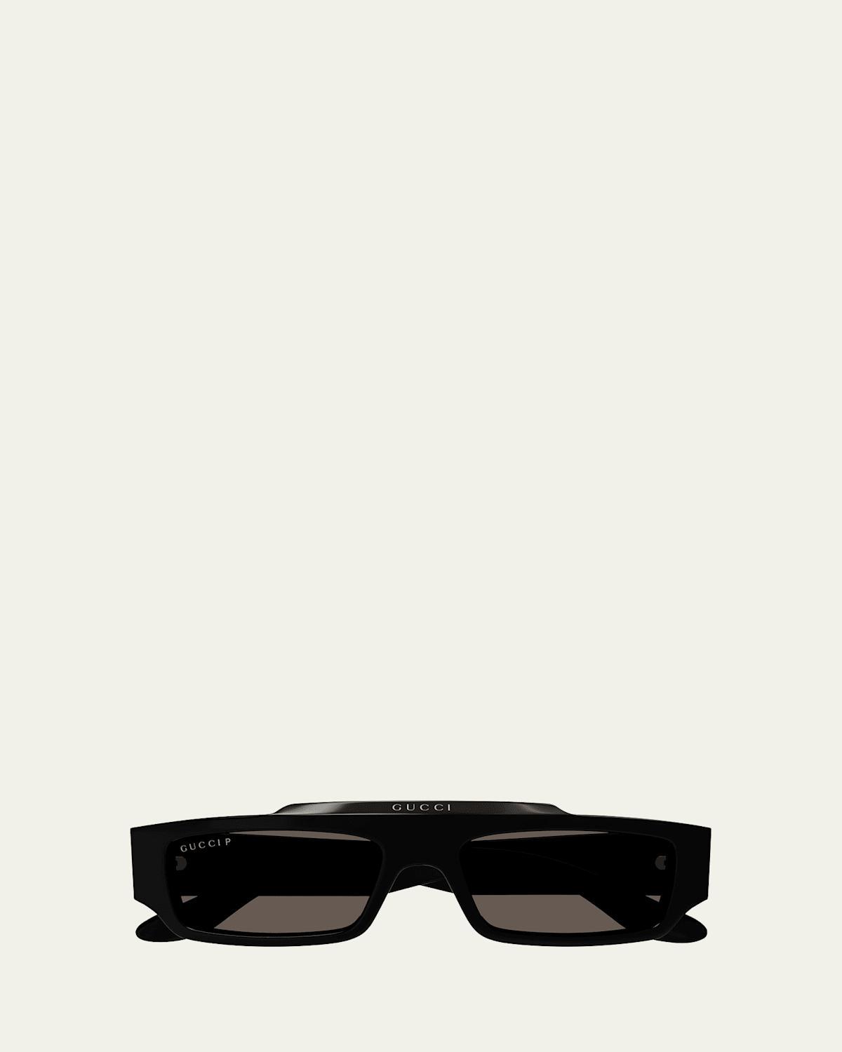 Mens Rectangle Acetate Sunglasses with Raised Logo Product Image