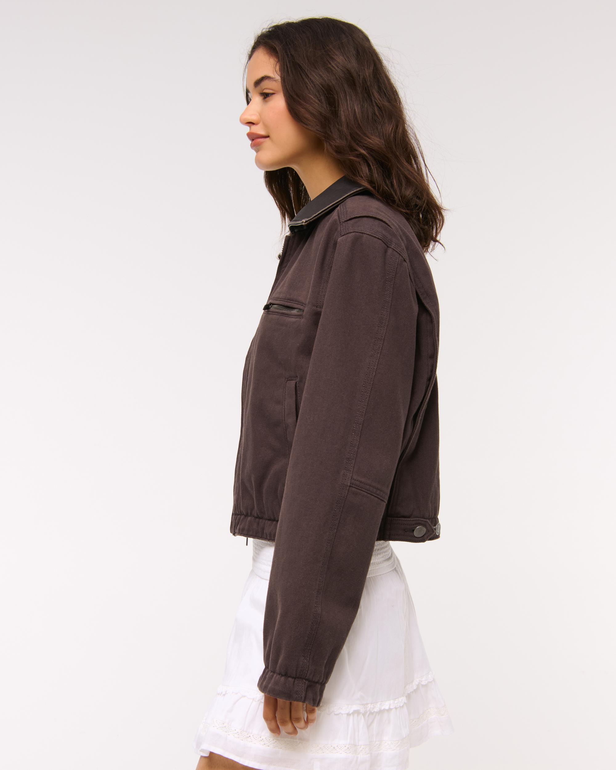 Cropped Twill Trucker Jacket Product Image