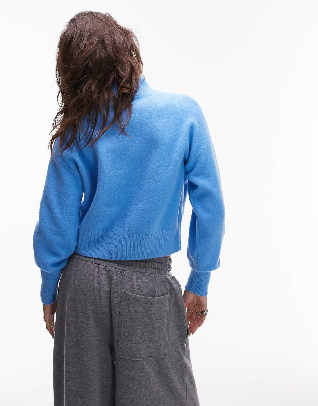 & Other Stories mock neck sweater in blue Product Image