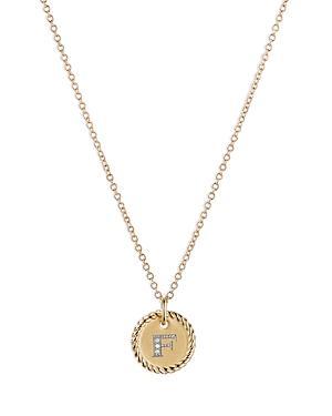 David Yurman Cable Collectibles Initial Pendant with Diamonds in Gold on Chain, 16-18 Product Image