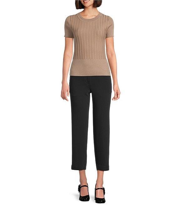 KARL LAGERFELD PARIS Knit Round Neck Short Sleeve Top Product Image