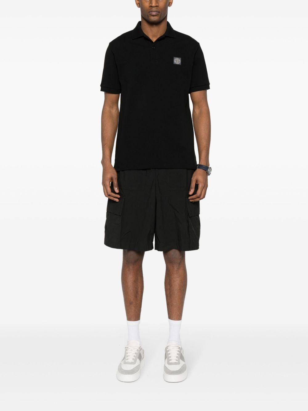 STONE ISLAND Compass Patch Polo Shirt In Black Product Image