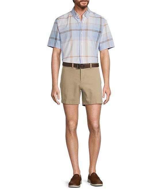 Roundtree & Yorke Short Sleeve Spread Plaid Oxford Sport Shirt Product Image