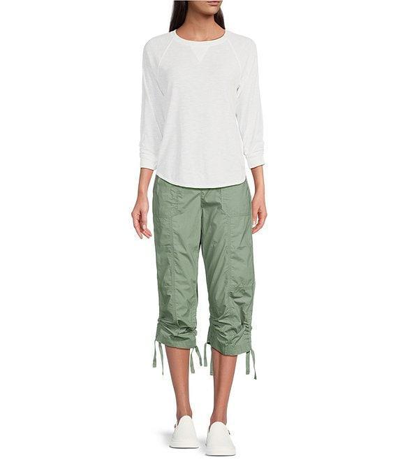 DKNY Sport by Donna Karan Peached Poplin Ribbed Waist Convertible Cinched Cargo Capri Pull-On Pant Product Image