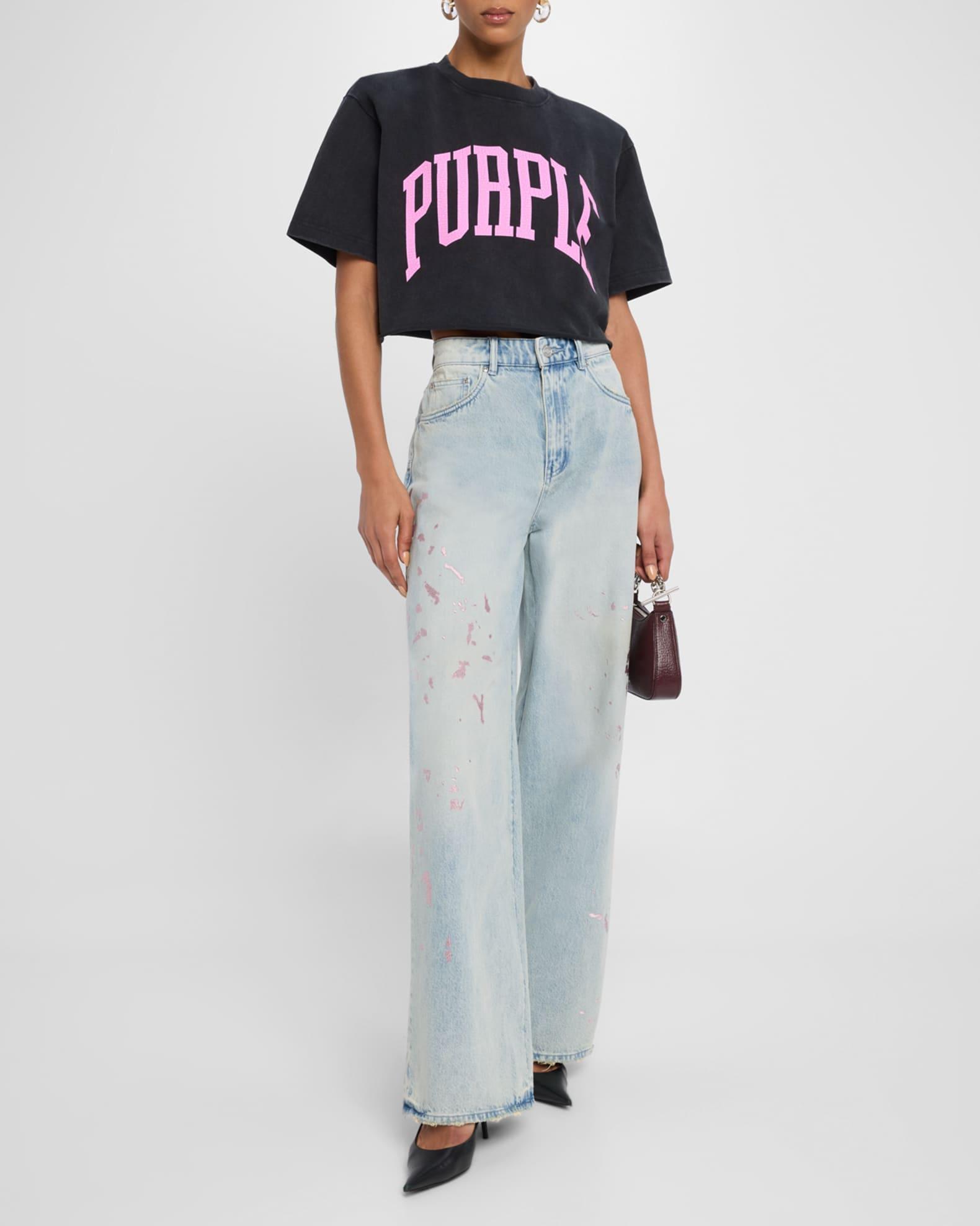 Wide-Leg Baggy Paint Jeans  Product Image