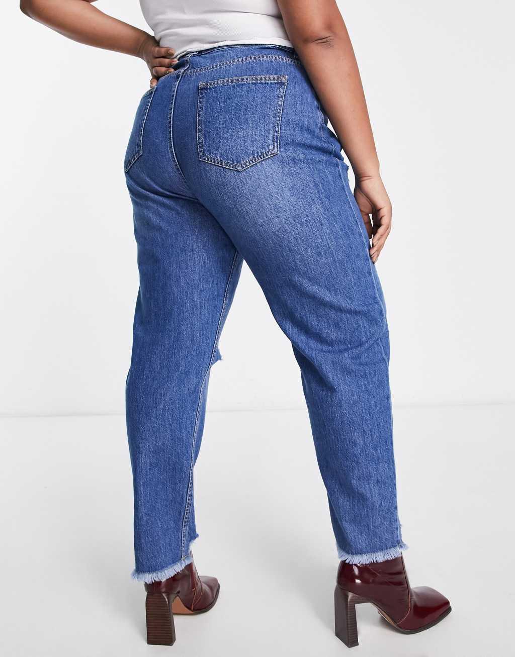 Yours ripped mom jean in mid blue Product Image