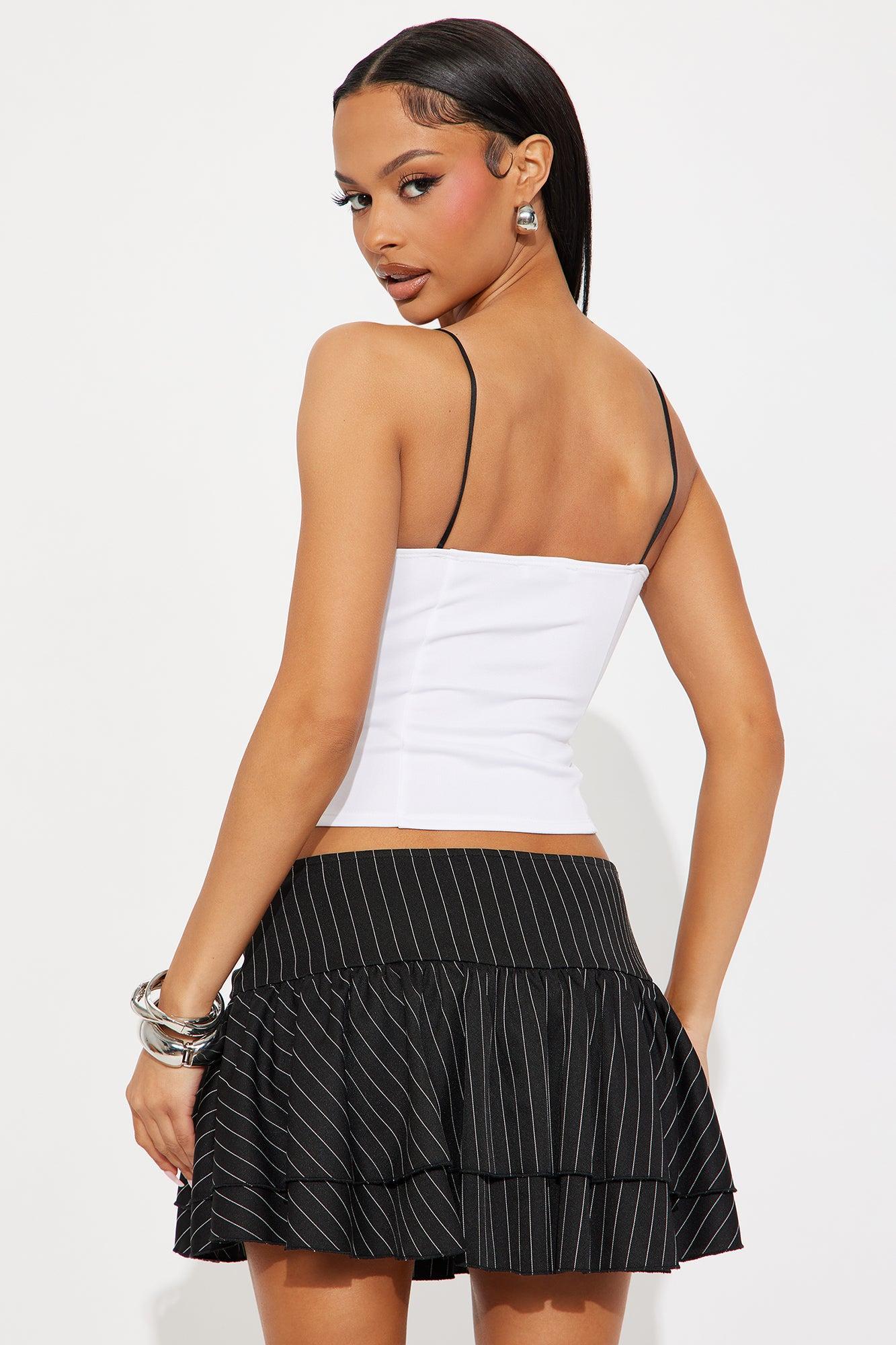 Nyra Cami Cropped Top - White/Black Product Image