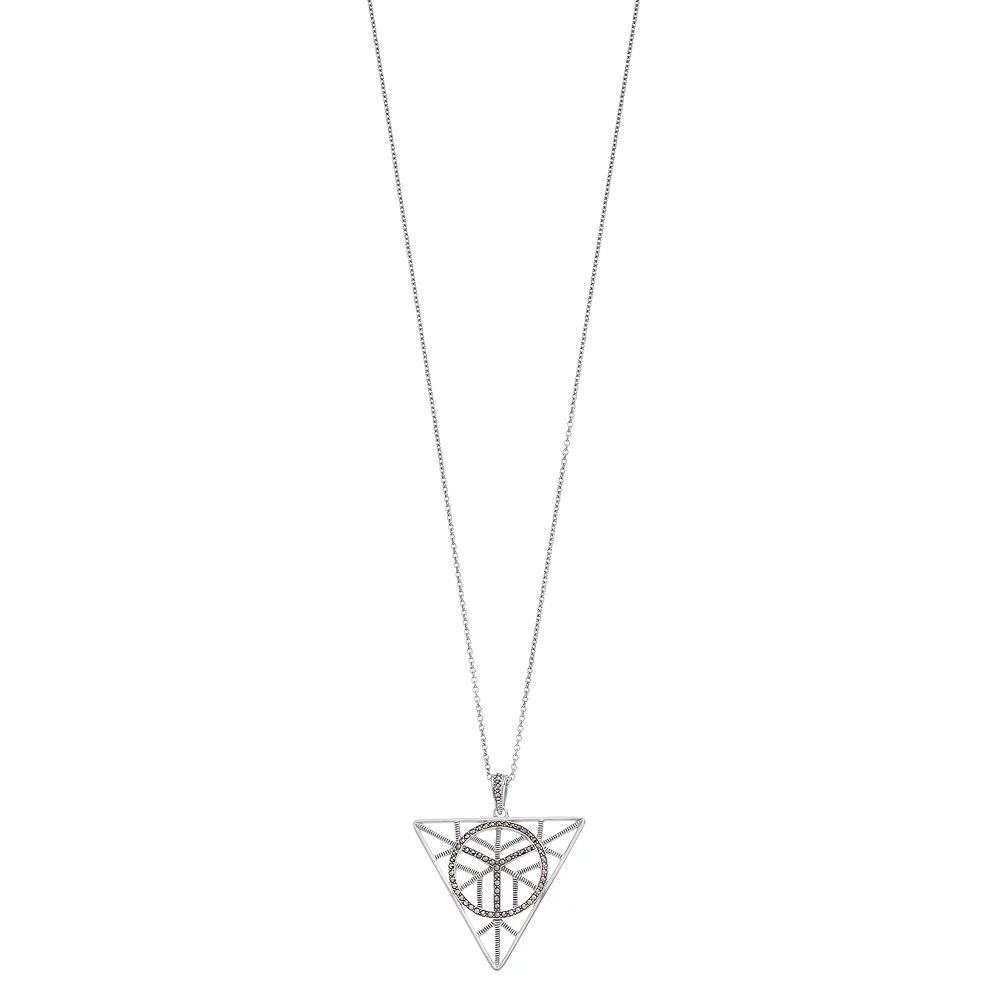 Lavish by TJM Sterling Silver Marcasite Lucky Triangle Peace Pendant Necklace, Women's, Size: 24" Product Image