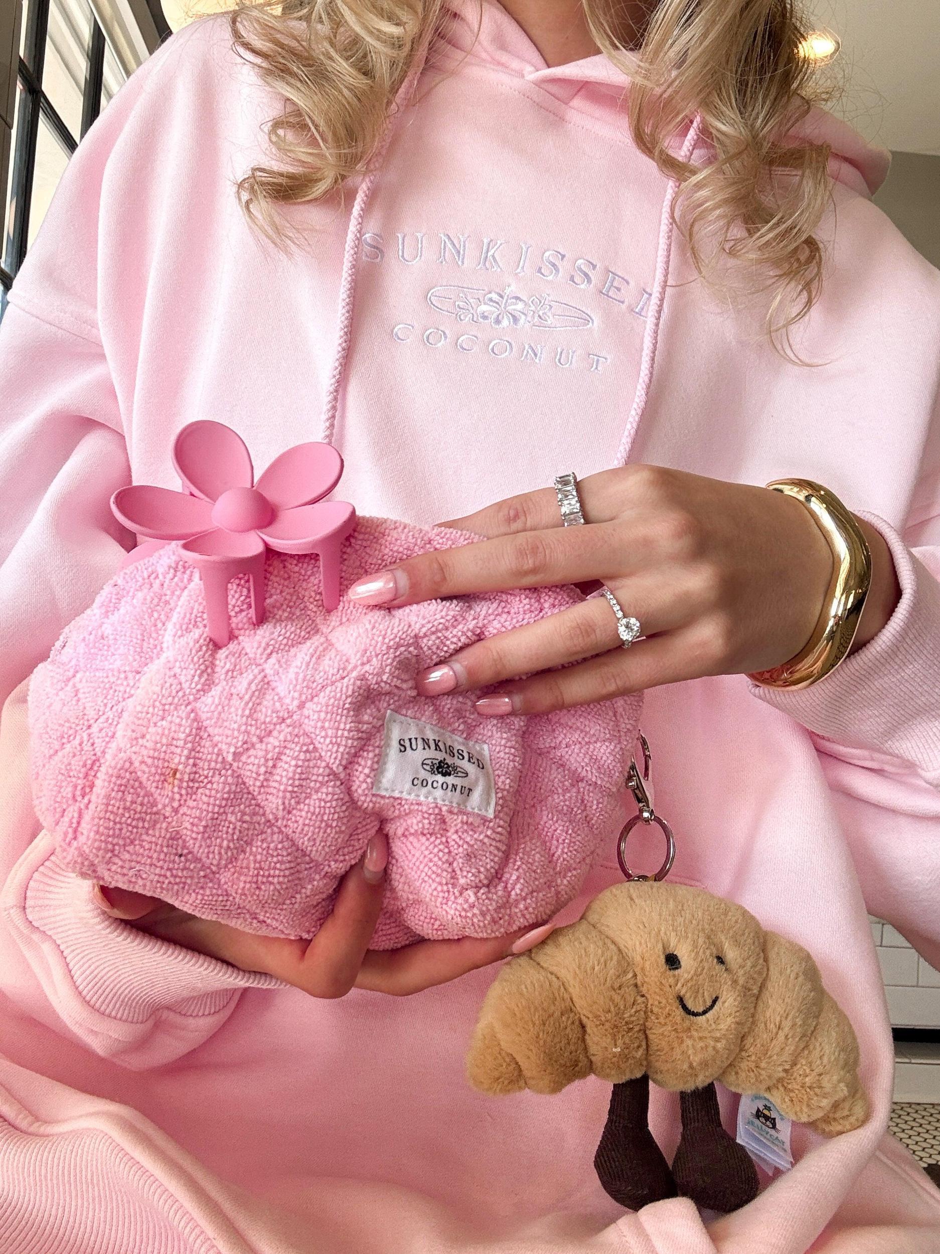 Light Pink Sunkissedcoconut Logo Embroider Hoodie Girls Product Image