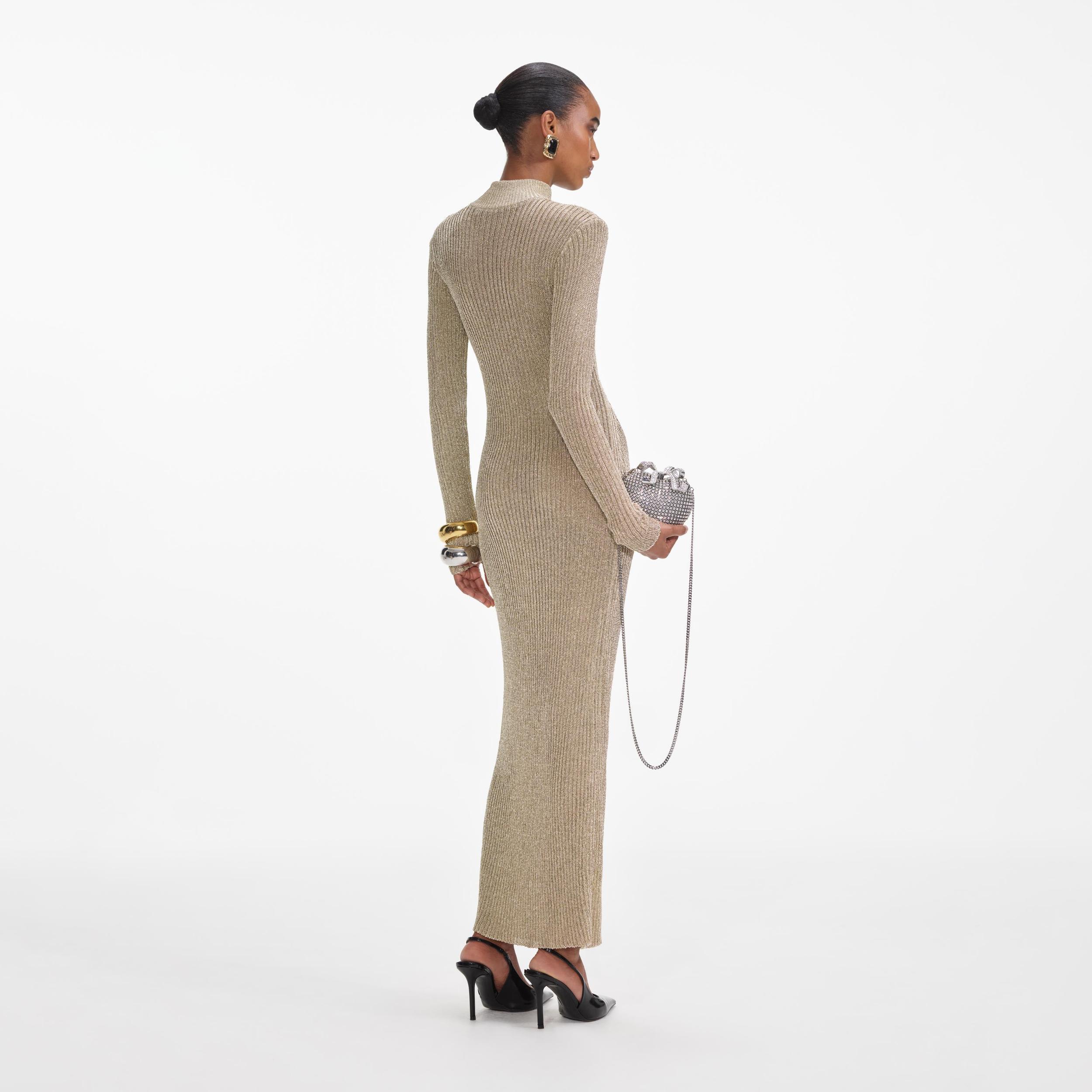 Gold Lurex Knit Maxi Dress Product Image
