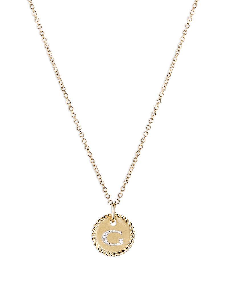 David Yurman Cable Collectibles Initial Pendant with Diamonds in Gold on Chain, 16-18 Product Image