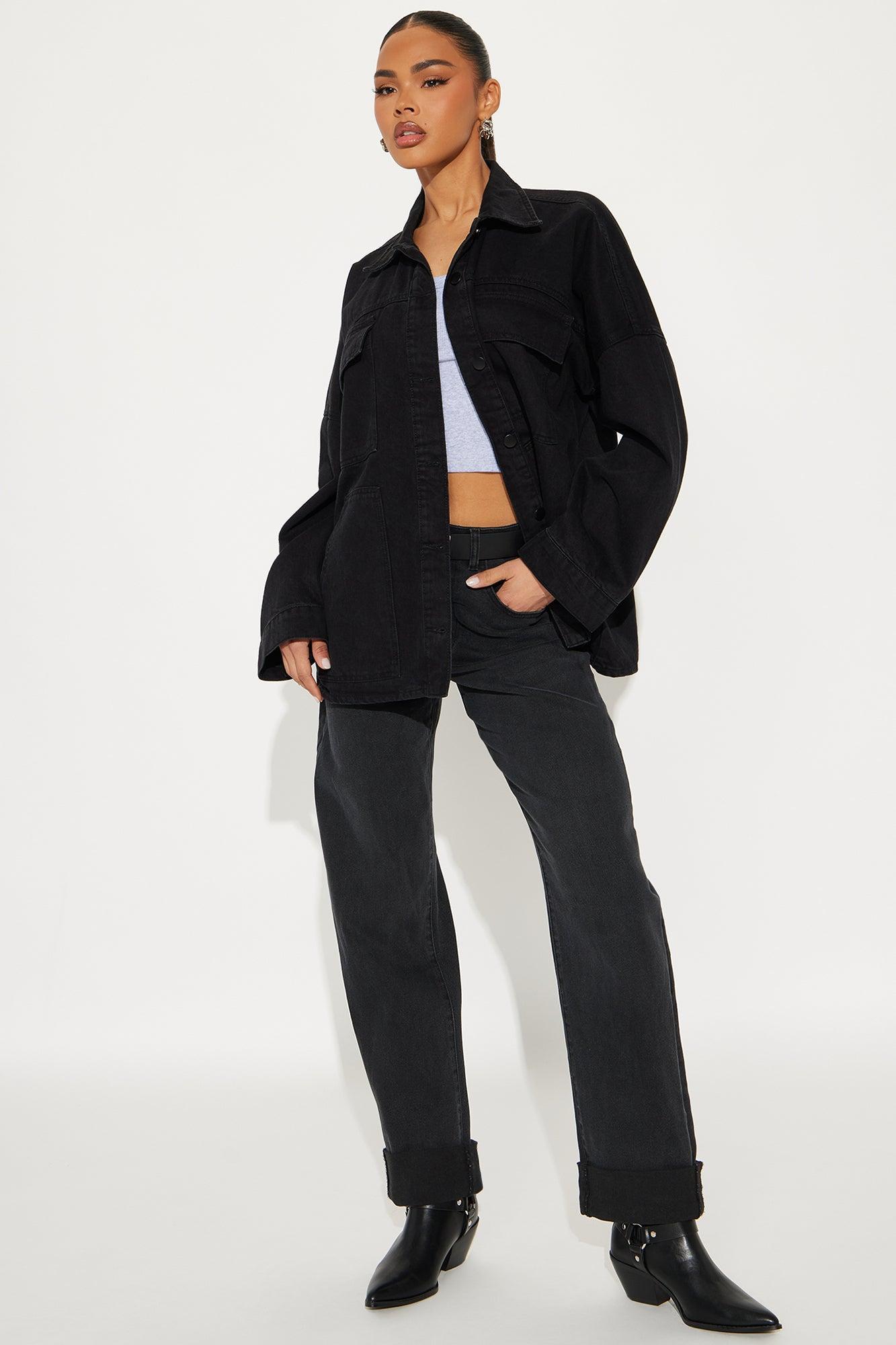 Candice Oversized Denim Jacket - Black Product Image