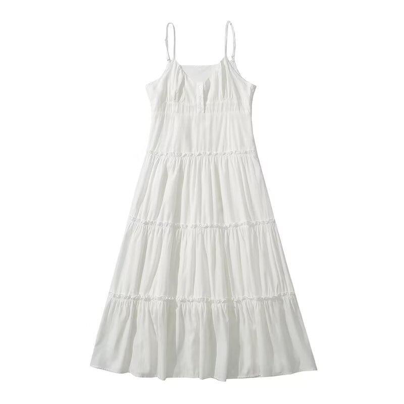 Spaghetti Strap Scoop Neck Plain Maxi A-Line Dress Product Image