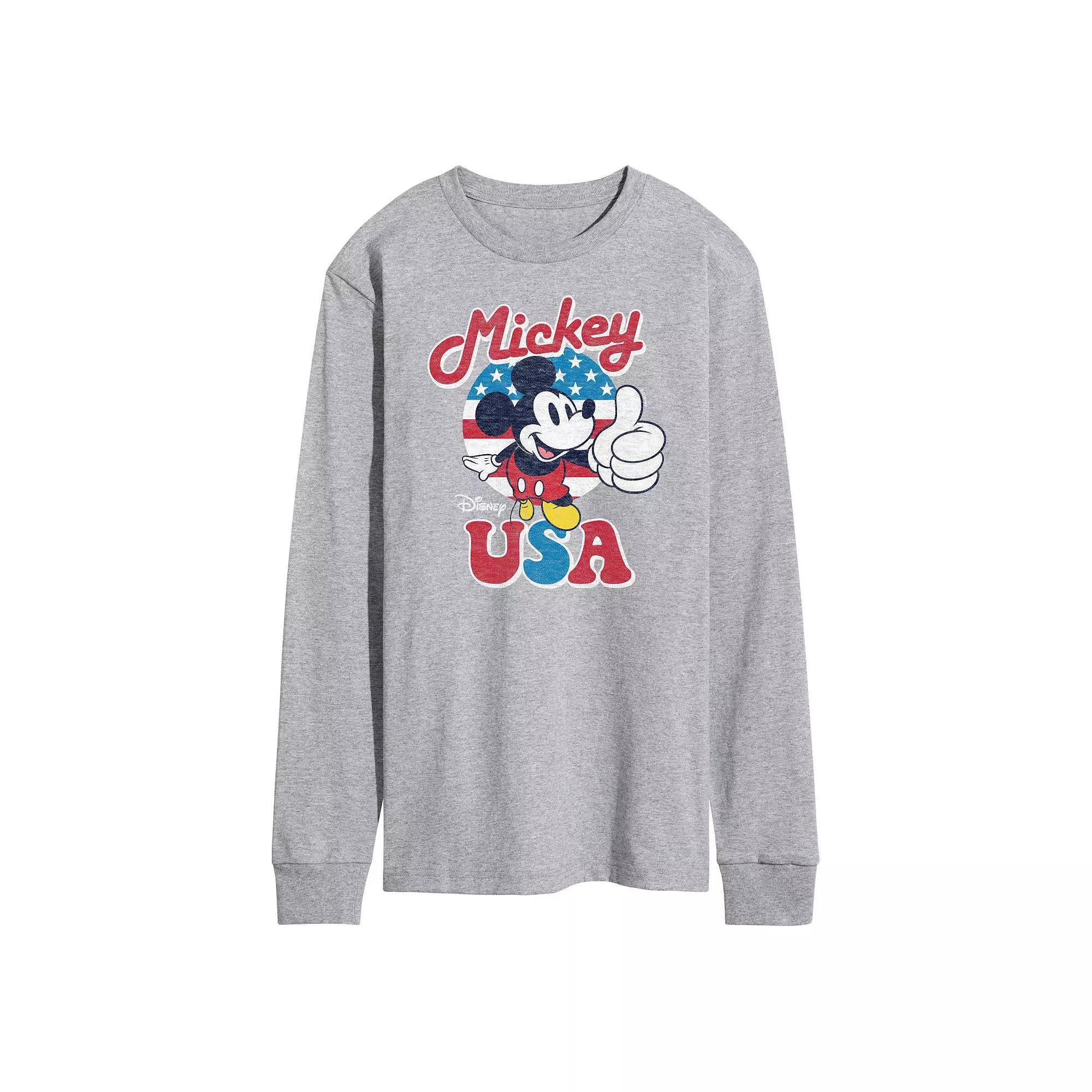 Disneys Mickey Mouse Mens USA Long Sleeve Graphic Tee Product Image