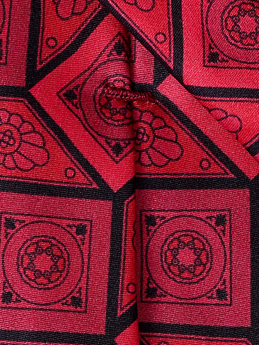 Medallion Printed Italian Silk Tie - Red Product Image