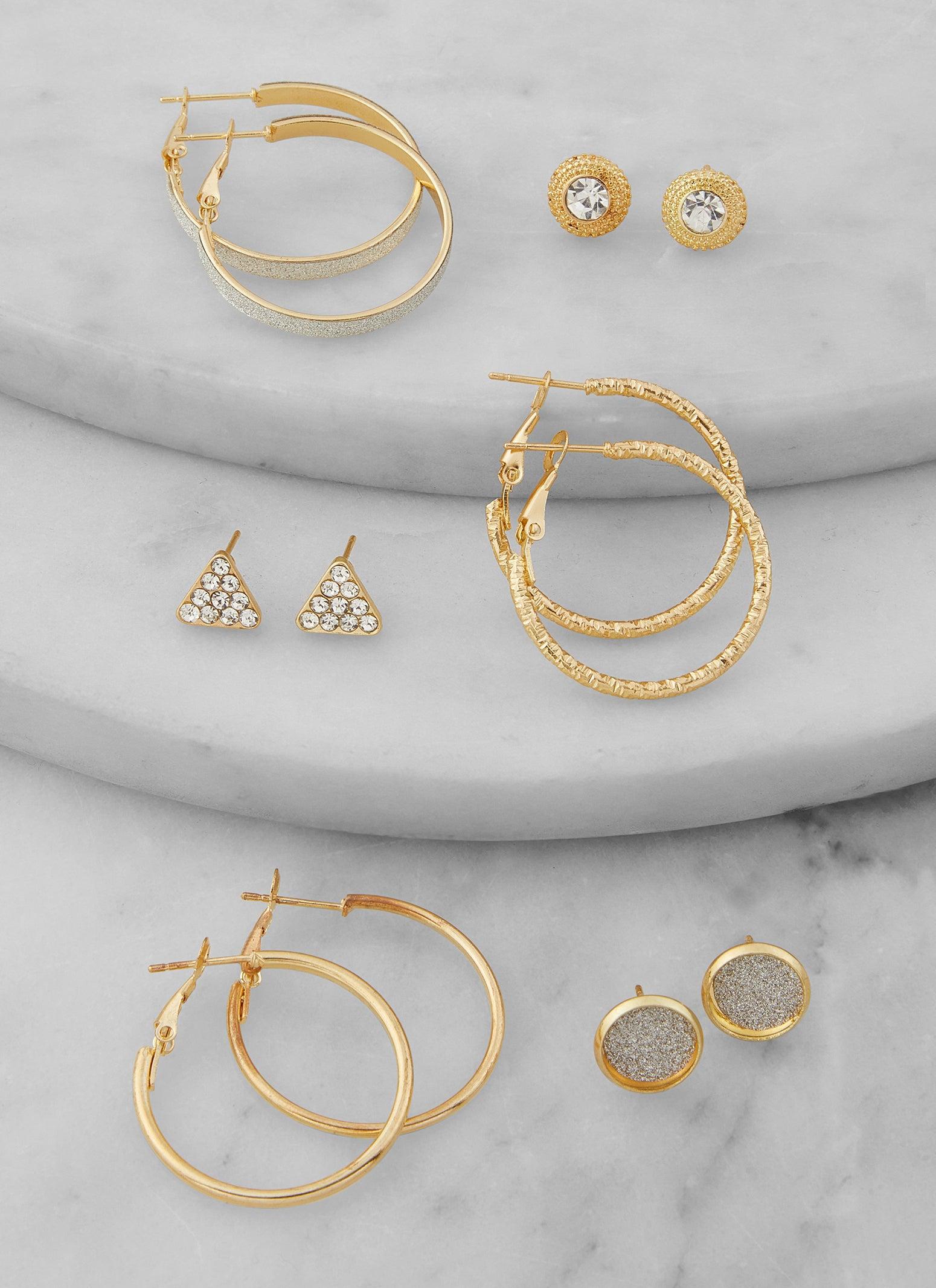 Assorted Stud and Hoop Earring Set of 6 Female Product Image