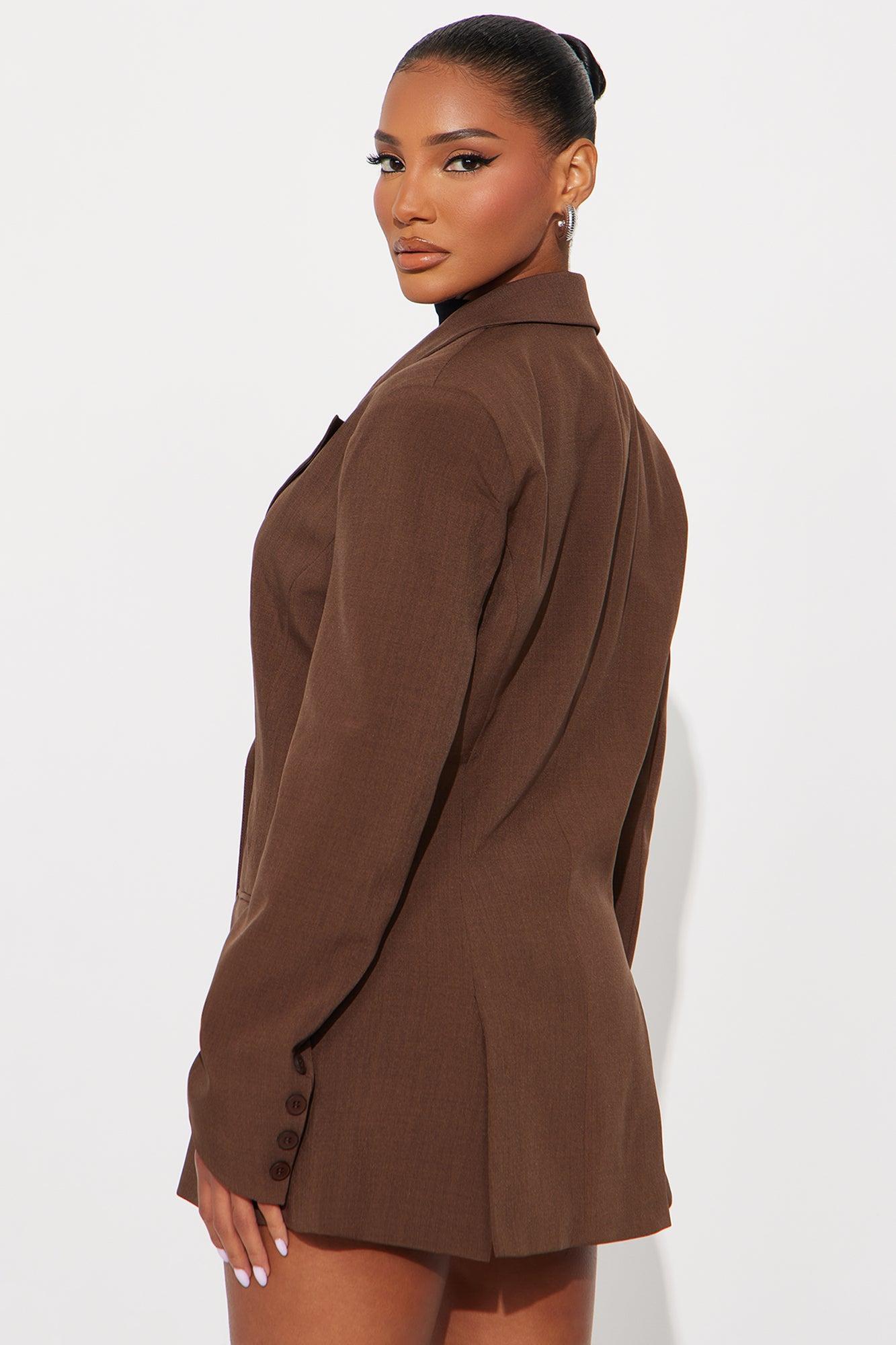 Giselle Double Breasted Hourglass Blazer - Chocolate Product Image