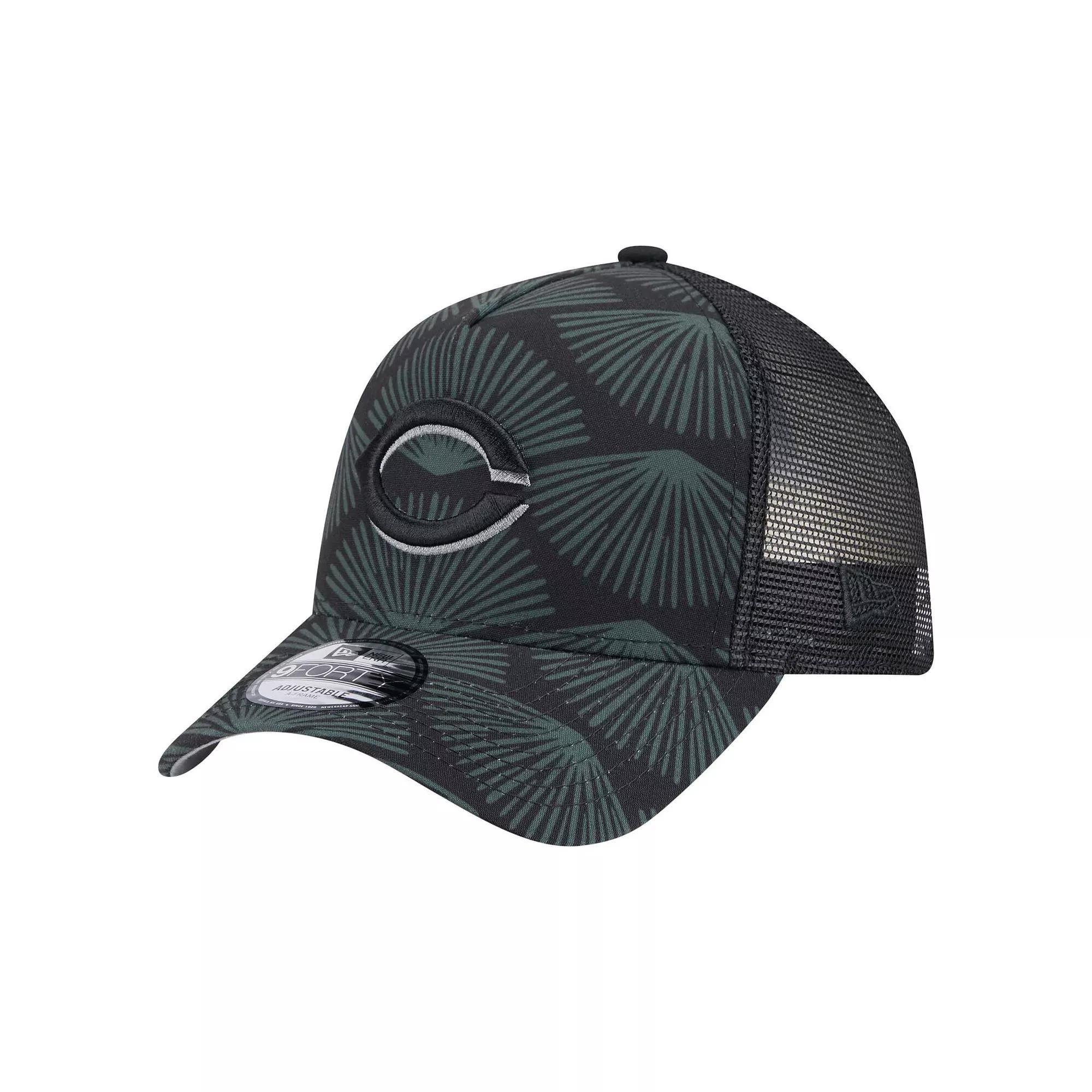 Men's New Era  Black Cincinnati Reds 9FORTY A-Frame Trucker Adjustable Hat, Red Black Product Image