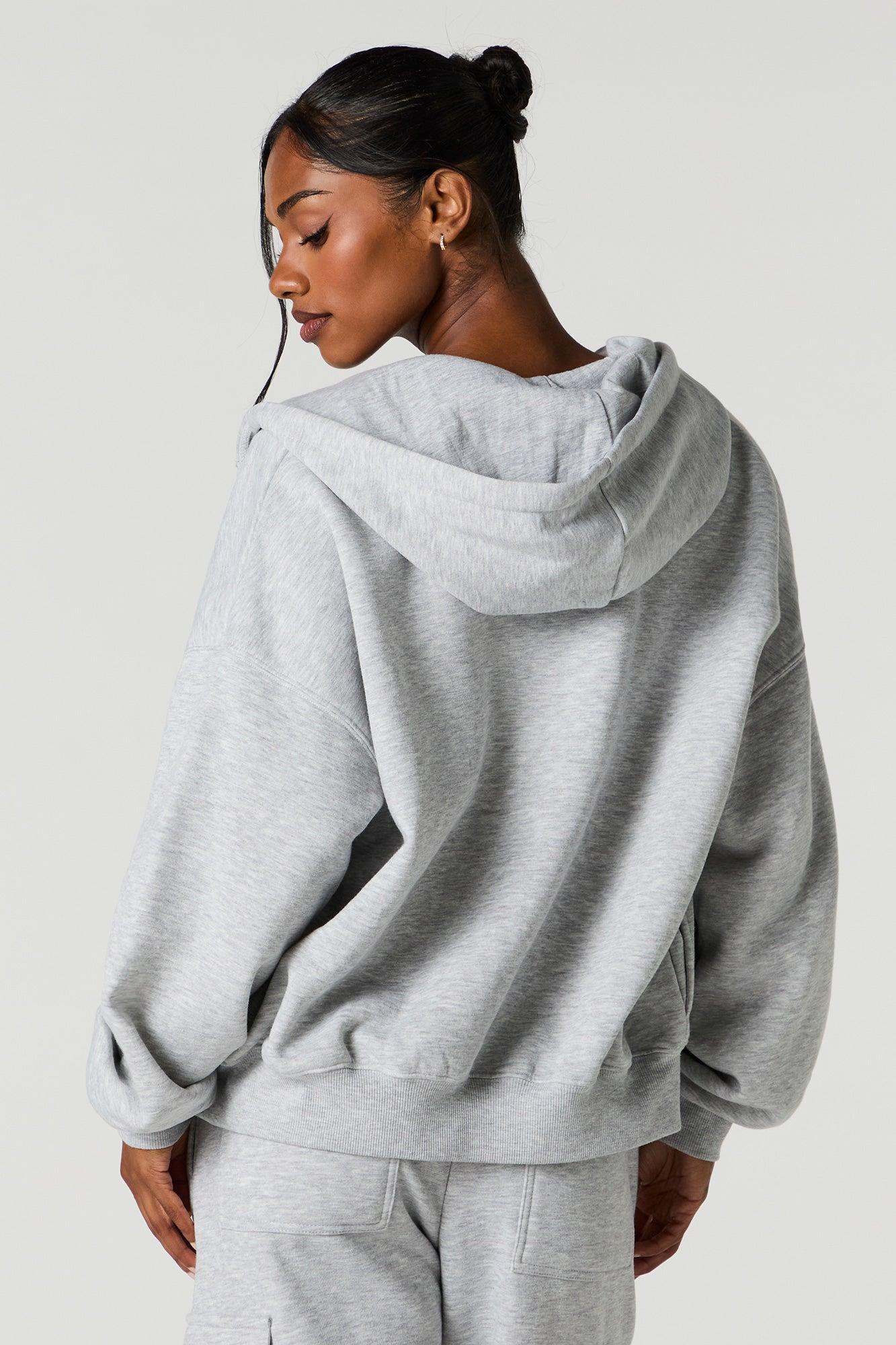 Boxy Zip-Up Fleece Hoodie Female Product Image