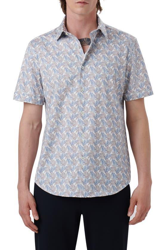 BUGATCHI Ooohcotton® Palm Print Button-up Shirt In Chalk Product Image