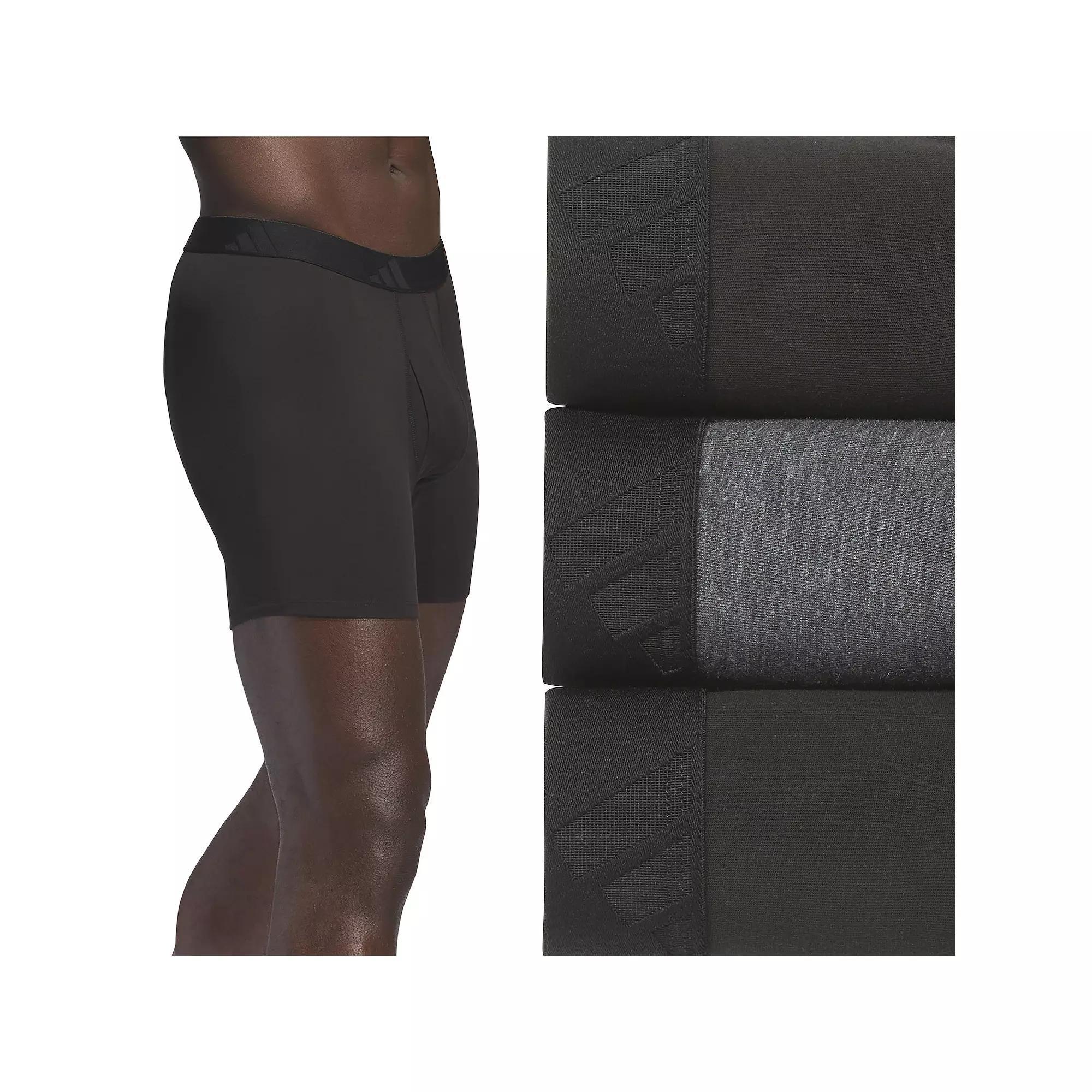 Men's adidas 3-Pack Luxe Comfort Boxer Briefs, Size: XXL, Black Grey Black Product Image