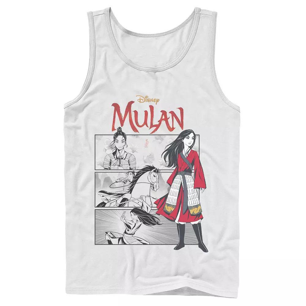 Men's Disney Mulan Comic Panels Tank Top, Size: Large, White Product Image