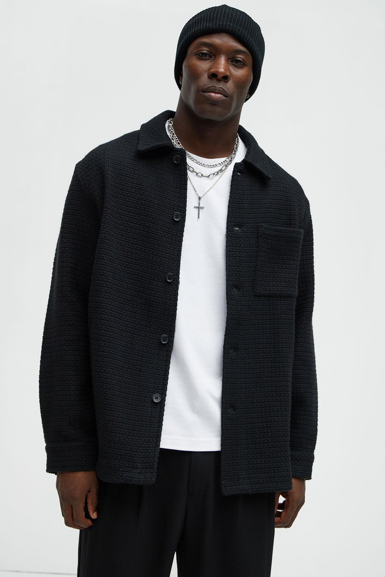 Linden Textured Button Up Shirt - Black Product Image