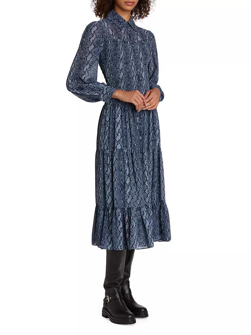 Smocked Button Down Shirtdress Product Image