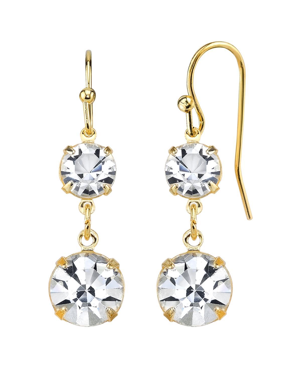 1928 Crystal Double Drop Earrings, Womens, Gold Tone Product Image