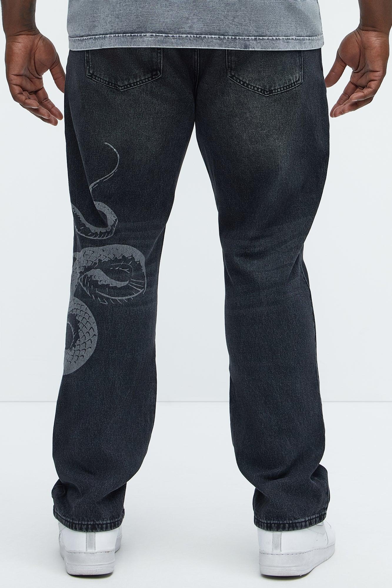 Snake Bleached Slim Jeans - Black Wash Product Image